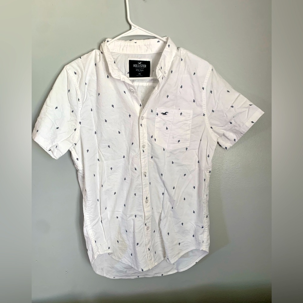 Hollister , Extra Small , White , Button up , Short sleeve